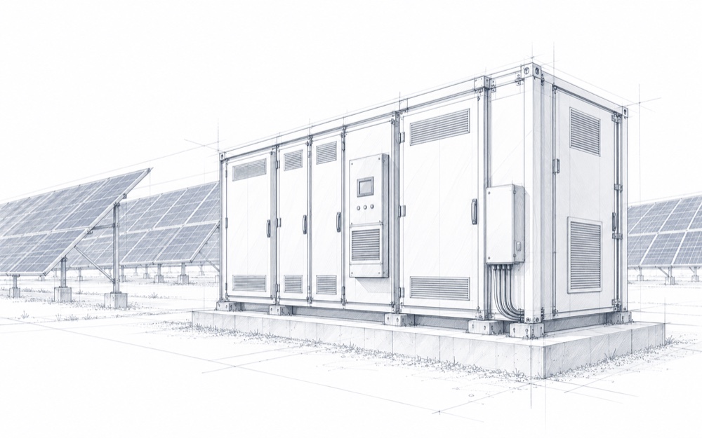 Conceptual renewable energy engineering illustration; not a photograph of the project