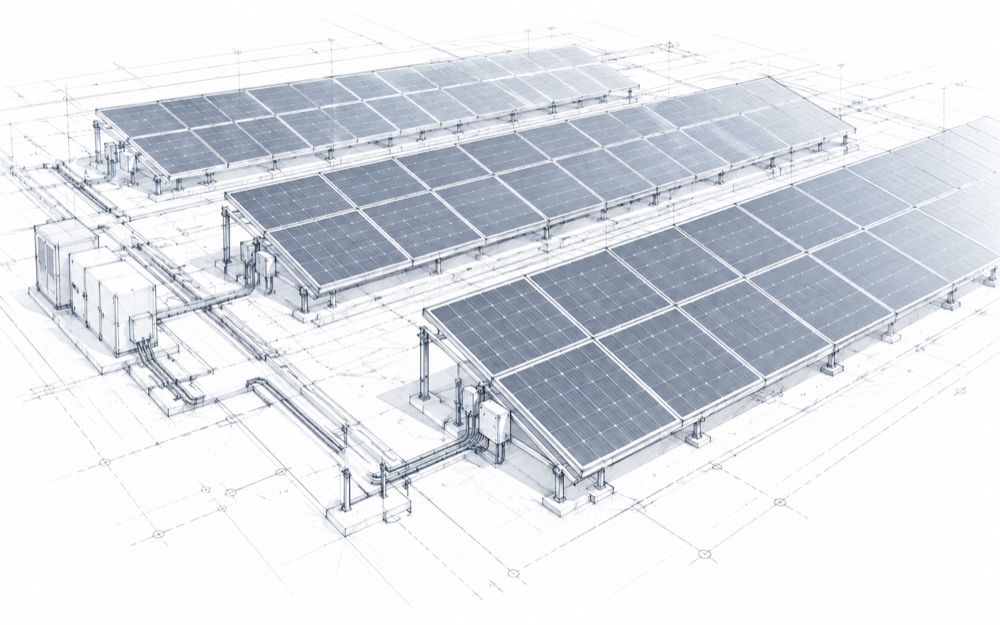 Conceptual renewable energy engineering illustration; not a photograph of the project